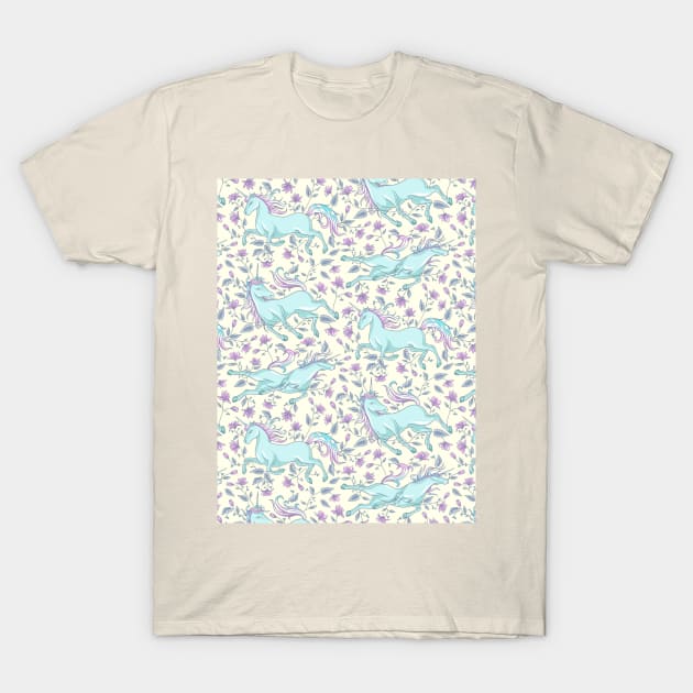 Mystical Unicorn Floral Pattern T-Shirt by Hypnotic Highs